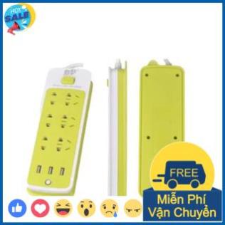 Ổ Cắm Điện Đa Năng Chống Giật 6 Lỗ, 3 Cổng USB, Đa Năng Tiện Dụng