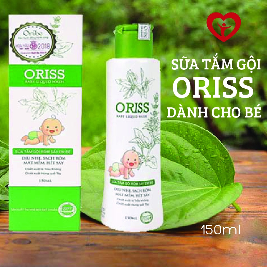 Sữa Tắm Gội Rôm Sẩy Em Bé Oriss Baby Liquid Wash Không Cay Mắt - Chai 150ml