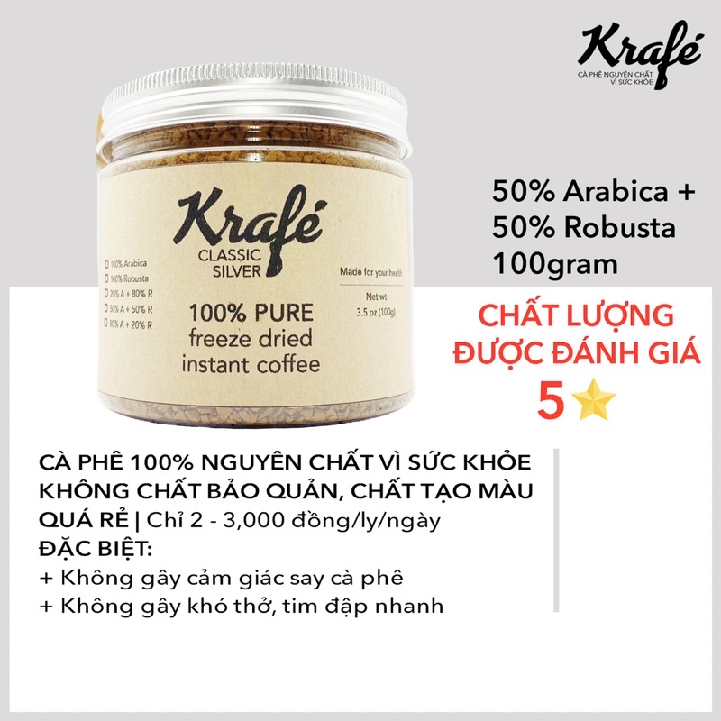Cà phê hoà tan sấy lạnh hủ 100g Krafe