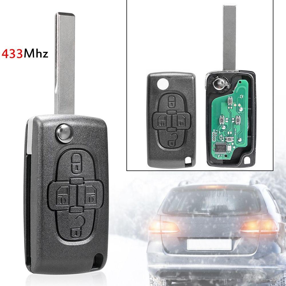 Chìa Khóa Điều Khiển Từ Xa 4 Nút 433MHz Bền Bỉ Chuyên Dụng Cho Peugeot