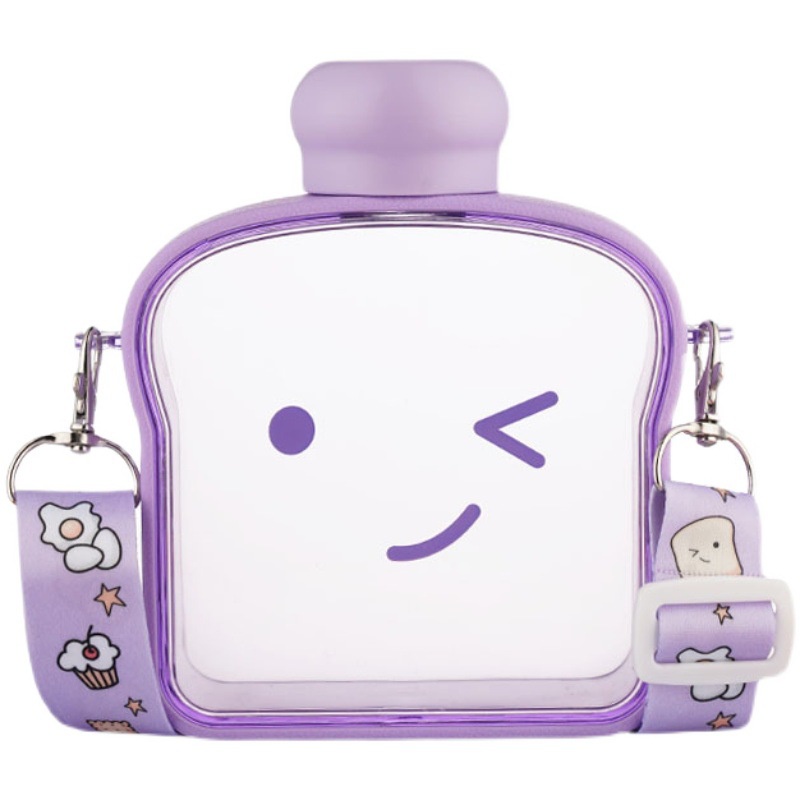 Bình nước cute 400ml, bình đựng nước cao cấp có dây đeo