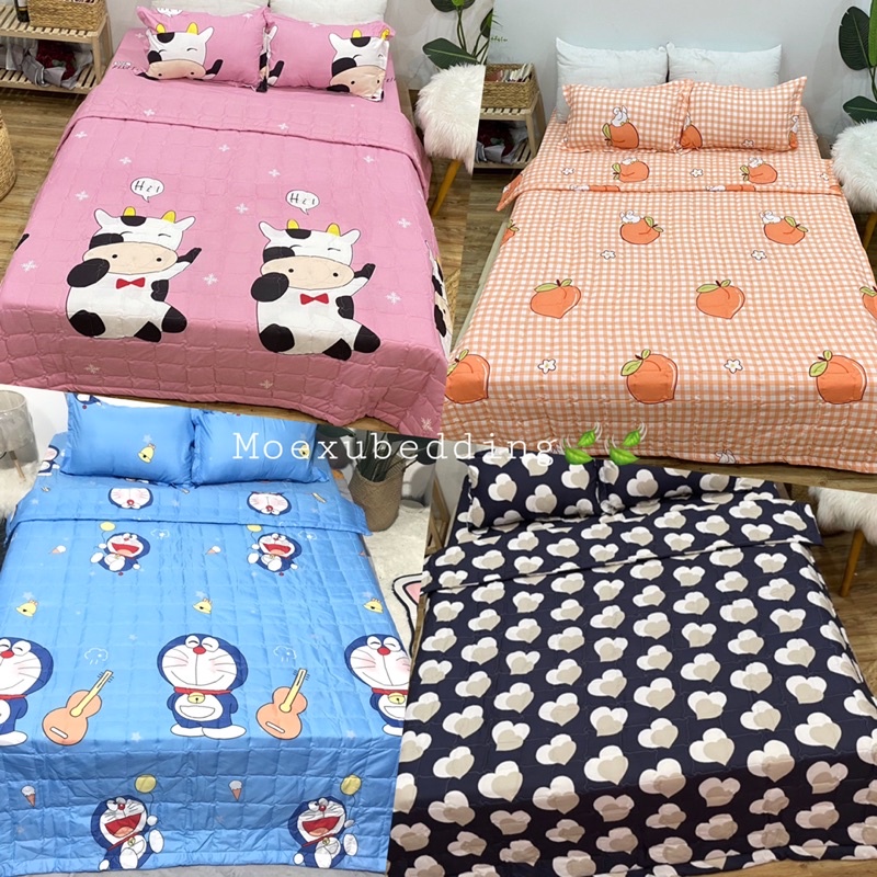 Chăn hè 3 lớp cotton đũi poly mềm mịn mát 1m9x2m1 hoạ tiết đáng yêu dùng cho mùa xuân hạ thu