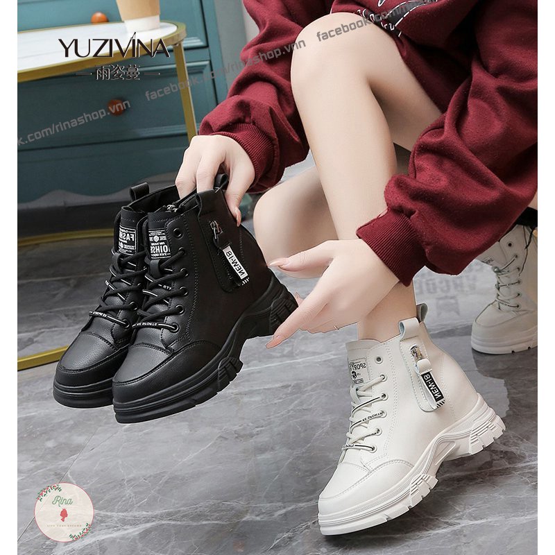 giày boot cổ cao đế độn 8cm hàn quốc nữgiày boots  boots đế cao giày boot quảng châu giày boot vải bốt đế độn