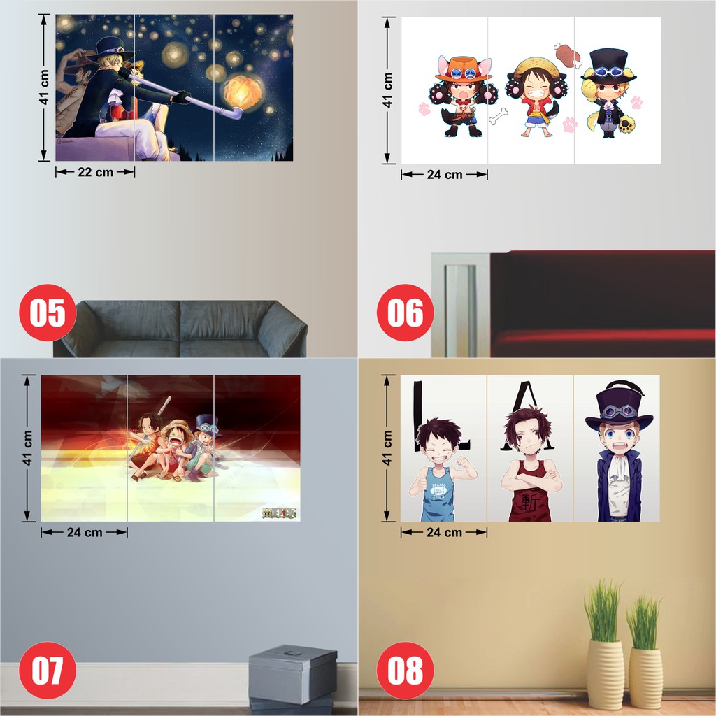 [Mã LIFEHLDEC giảm 10% đơn 99k] Combo 3 Tấm Poster 3 Anh Em Ace - Sabo - Luffy By AnimeX