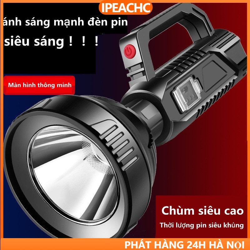 Đèn pin cầm tay cỡ lớn siêu sáng chiếu xa chống thấm nước sạc tích điện siêu bền- đèn pin xách tay có 3 chế độ