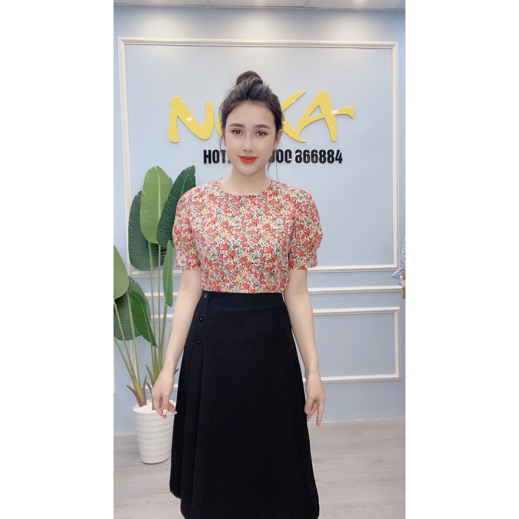 Áo sơ mi nữ Công Sở tay ngắn Hoa Nhí dáng rộng thời trang chất mát NOKA A28 | BigBuy360 - bigbuy360.vn