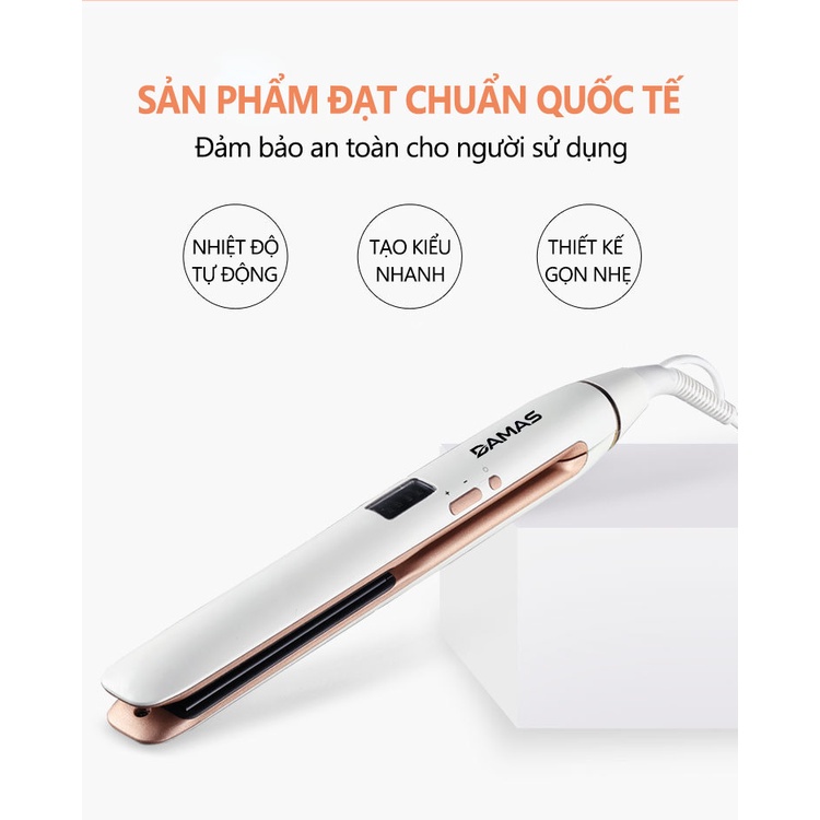 Máy Uốn Tóc, Máy Ép Và Duỗi Tóc Đa Năng Damas DH6120 - Thanh gốm là tóc nhanh, giúp kẹp thẳng tóc tránh hư tổn