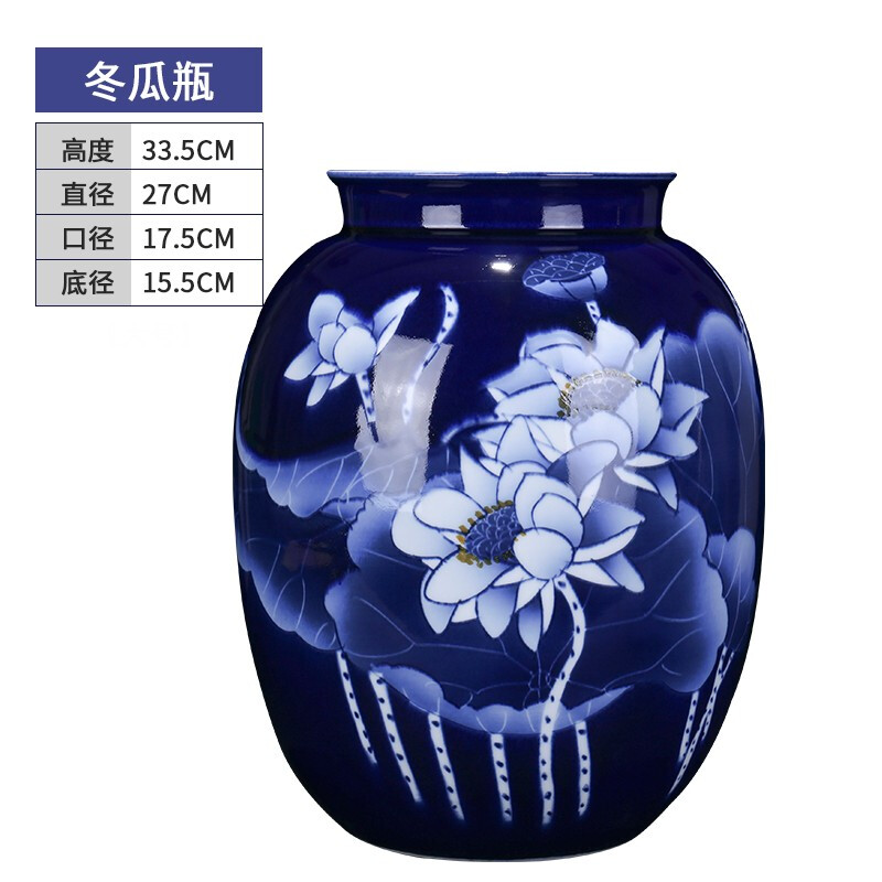 Đồ Sứ gốm jingdezhen cỡ lớn mới Trung Quốc phong cách vẽ tay sứ màu xanh lá cây Bình hoa trang trí đồ trang trí phòng kh