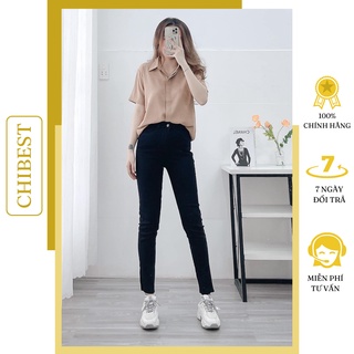 Áo sơ mi nữ form dáng basic công sở tay ngắn lỡ kiểu giấu nút CHIBEST DAB34
