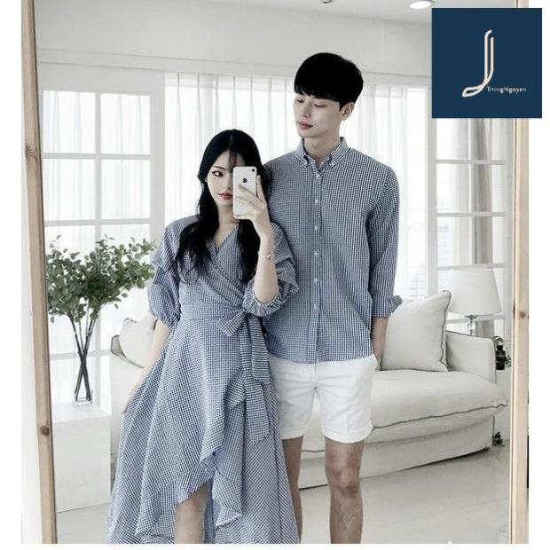 Áo đôi, Áo cặp váy sơ mi nam nữ du lịch, Đồ đi biển, chụp ảnh cưới đẹp TrungNguyen