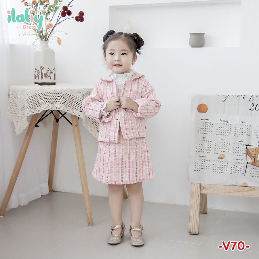 Set áo chân váy Sweet cho bé ILABY từ 1 - 10 tuổi [V70]