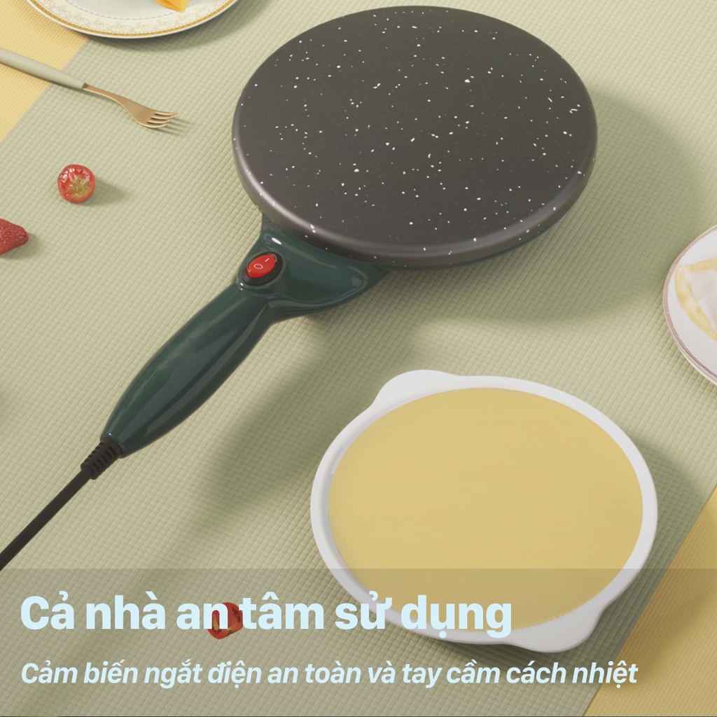 Chảo Điện Làm Bánh Tráng, Bánh Xèo, Bánh Cuốn - Máy Làm Bánh Crepe Đa Năng Thiết Kế 1 Nút Bấm Dễ Sử Dụng