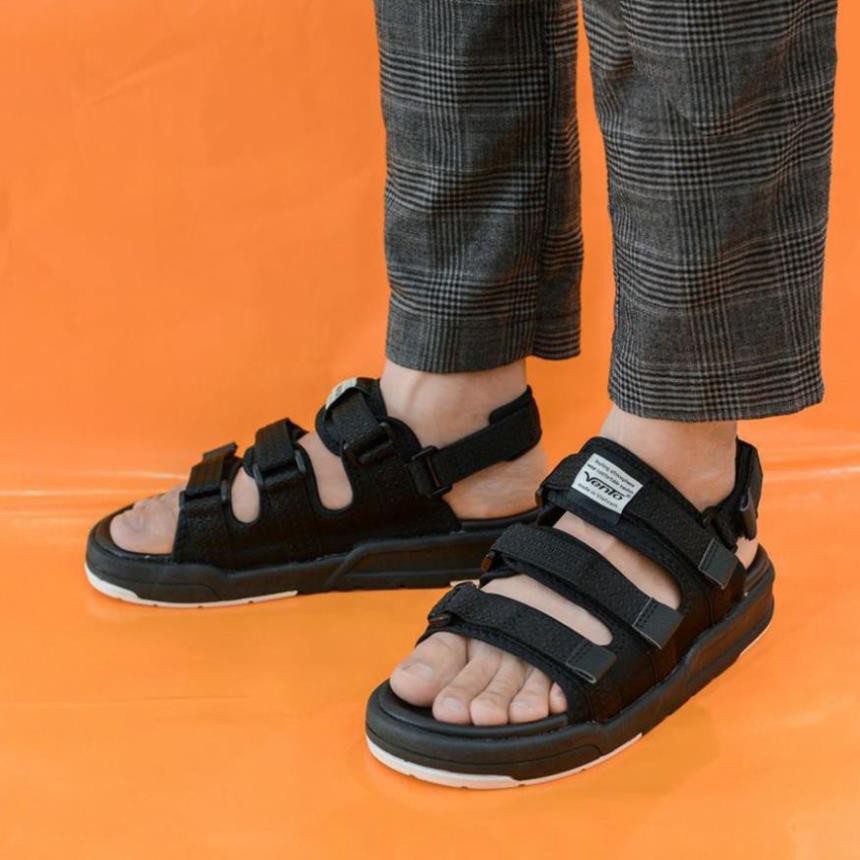 [VENTO Vietnam] Sandal Vento Nam Nữ Unisex H1001 F7 Black White Đế Bánh Mì [Đế IP cao 3cm] -h91