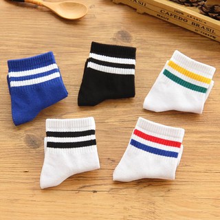 Set 5 Đôi Tất Nữ Cổ Cao In Kẻ Sọc TK01