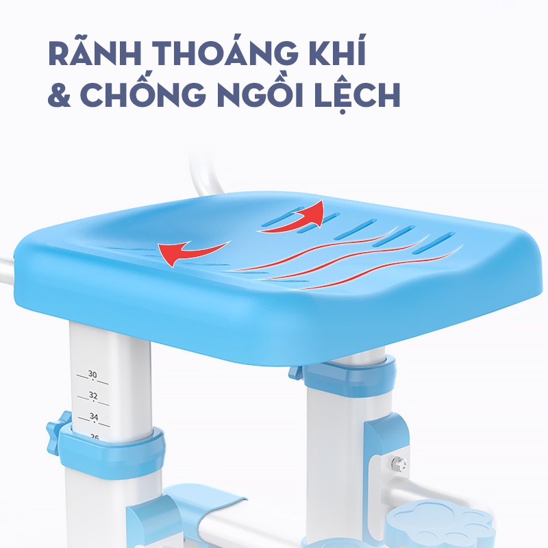 Ghế học sinh thông minh chống gù tùy chỉnh độ cao có gác chân có dây đai và lớp đệm ngồi