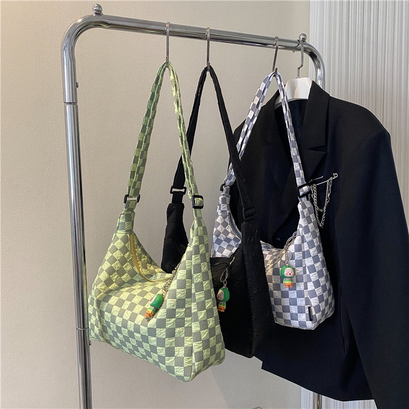 Túi Xách Đeo Vai / Kẹp Nách Cỡ Lớn Họa Tiết Sọc Caro Thời Trang Cho Nữ