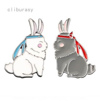 Ghim Cài Áo Hình Thỏ Trắng Đen Hoạt Hình Đáng Yêu