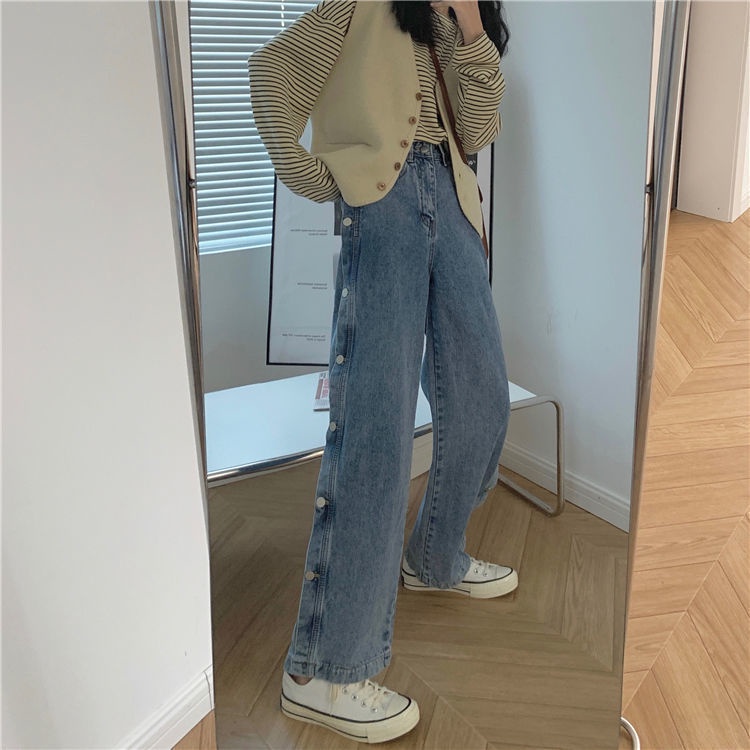 Quần Jean Nữ Ống Rộng Lưng Cao Plus Size