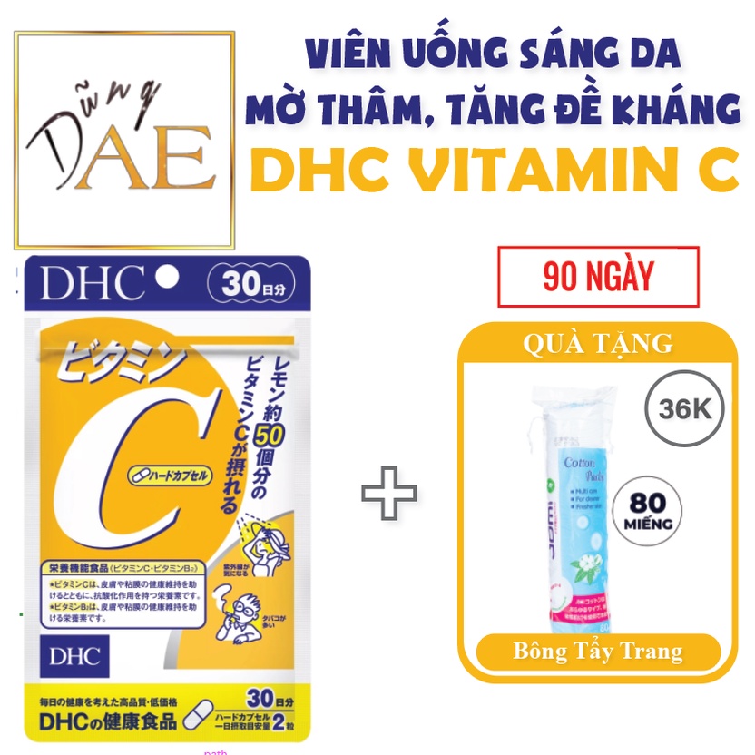 Viên Uống DHC Vitamin C Hard Capsule Nhật Bản sáng da, mờ thâm, tăng đề kháng (30 ngày)