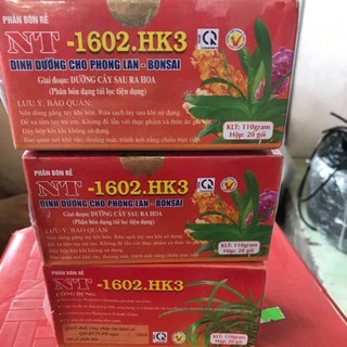 Phân bón chậm tan dạng túi lọc hộp 20 túi NT-1602 HK3 cho phong lan, bonsai giai đoạn cây sau ra hoa