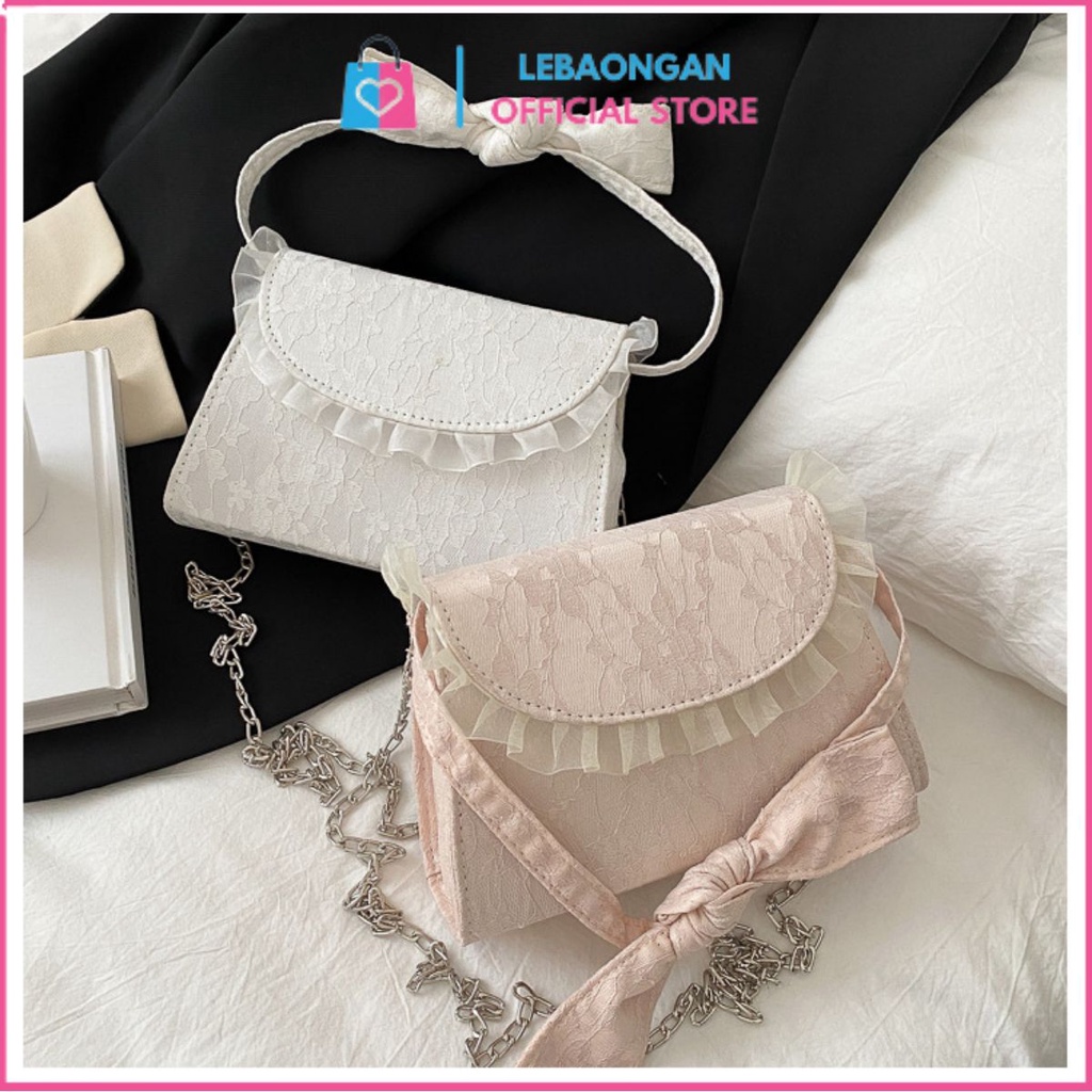 Túi xách nữ cao cấp giá rẻ túi đeo chéo vải ren thắt nút phong cách thời trang nữ LEBAONGAN STORE
