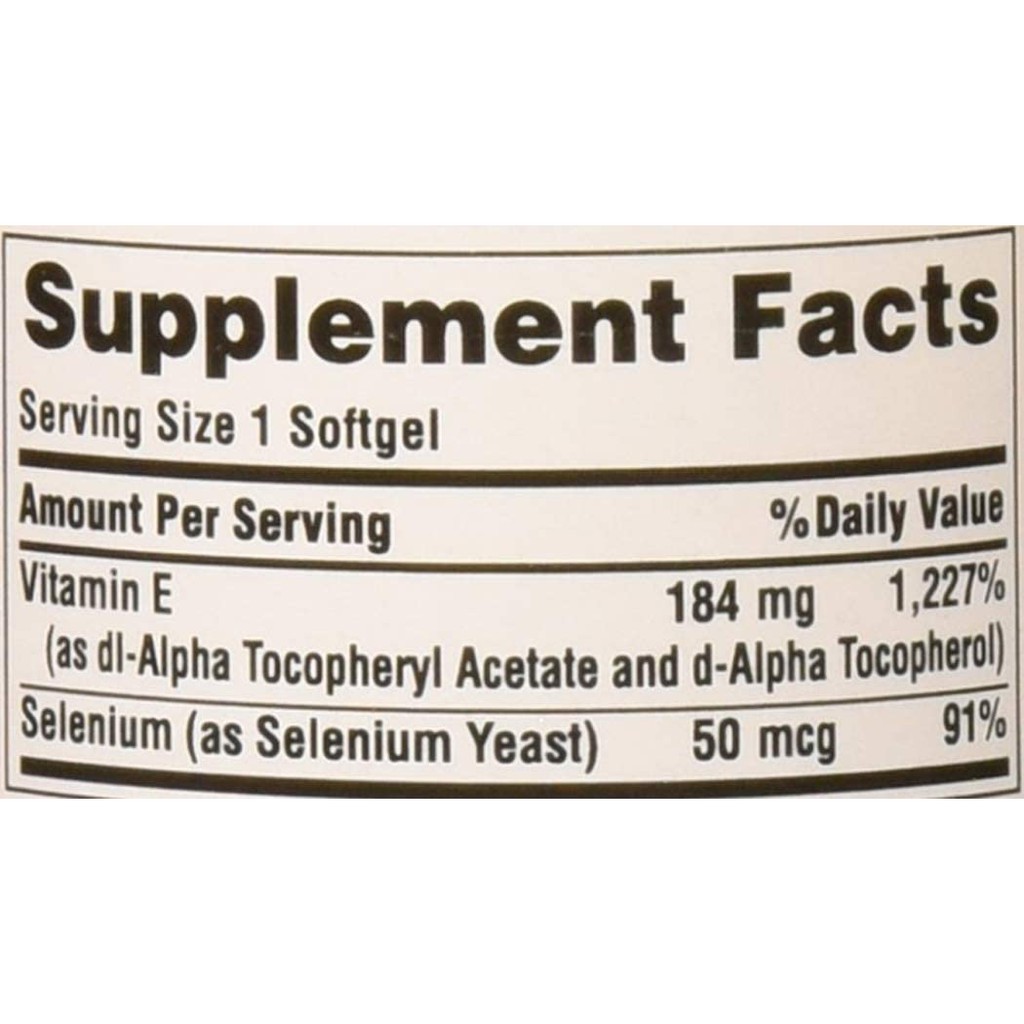 Viên Uống Đẹp Da Vitamin E 184mg With Selenium 50mg Puritan's Pride của Mỹ | Thế Giới Skin Care