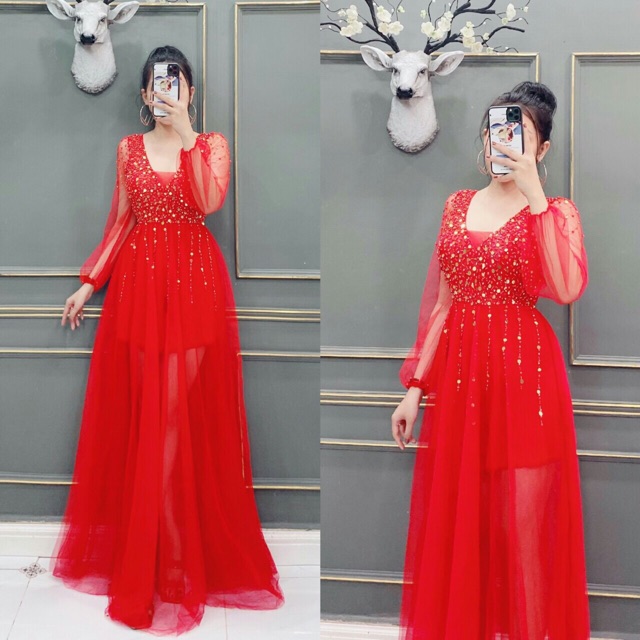 Đầm dạ hội đính đá ( ảnh và video thật 10000%)