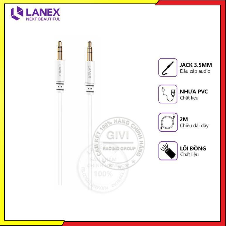 Cáp Audio Lanex LDS-A05 nhựa PVC, jack kết nối 3.5mm, dài 2.0m, tương thích nhiều thiết bị