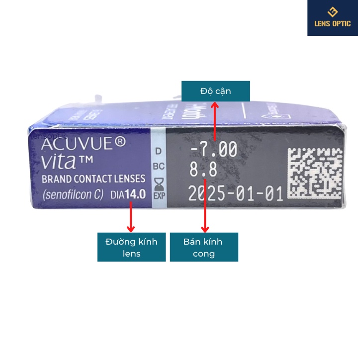 Kính áp tròng Acuvue Vita 1 Month, lens trong suốt dùng 1 tháng có độ cận -Lens Optic