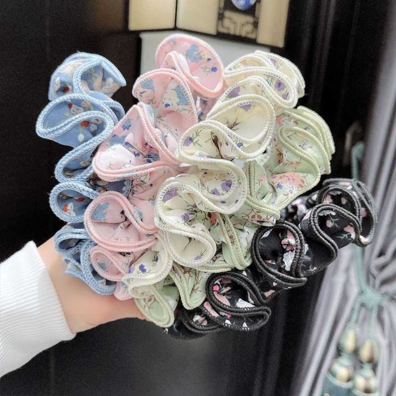 Flgo Băng Đô Cài Tóc Bản Rộng In Họa Tiết Hoa Phong Cách Preppy Cổ Điển Thời Trang