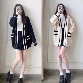 Áo cadigan len Trắng sọc đen/ Đen sọc trắng