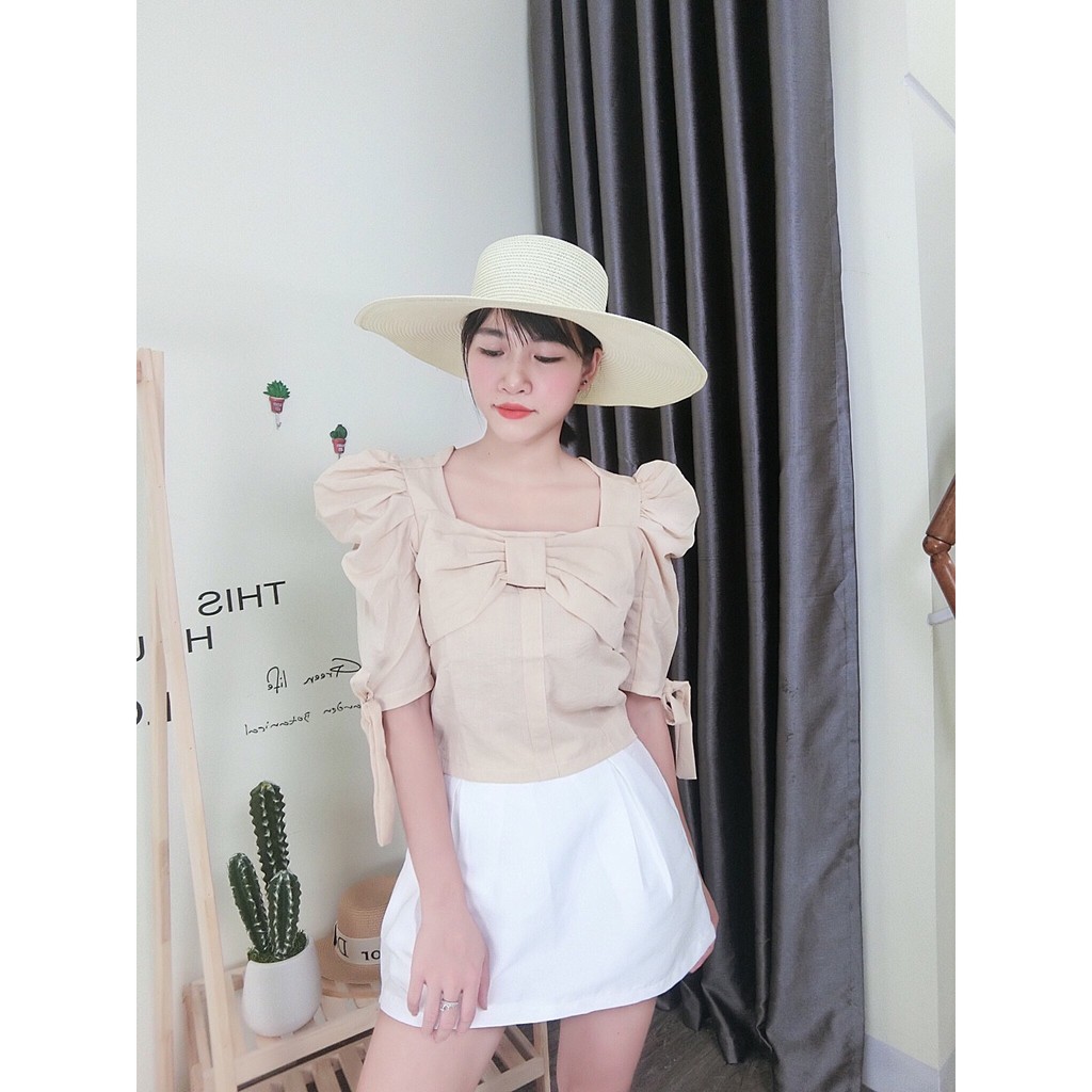 Áo đũi nơ ngực tay bồng nhiều màu sắc | BigBuy360 - bigbuy360.vn