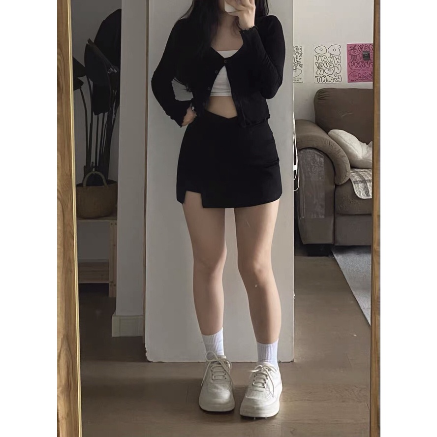 [ Bigsize 55-100kg] Set chubby chân váy vát eo tôn dáng + set áo cadigan