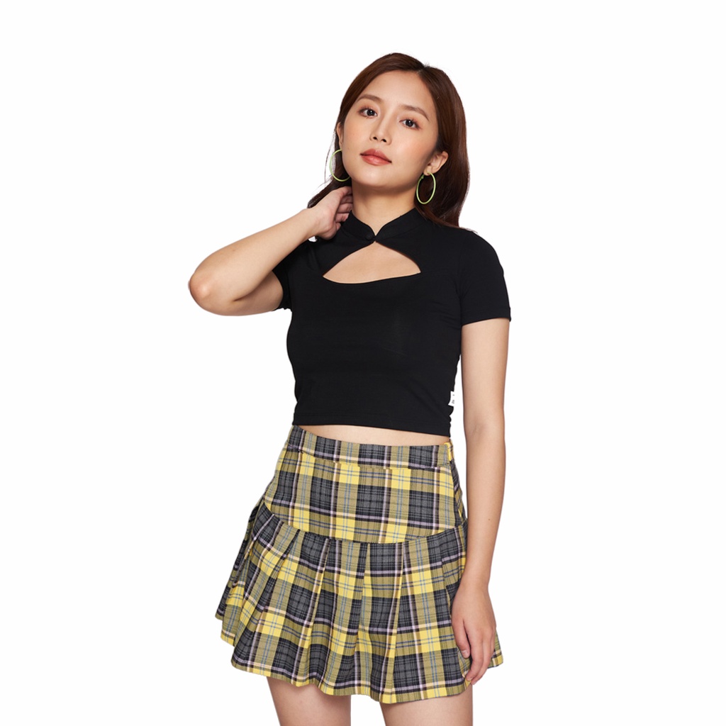 Áo Thun BOO Croptop Nữ 100%Cotton Dáng Ôm Cách Điệu Cổ Áo