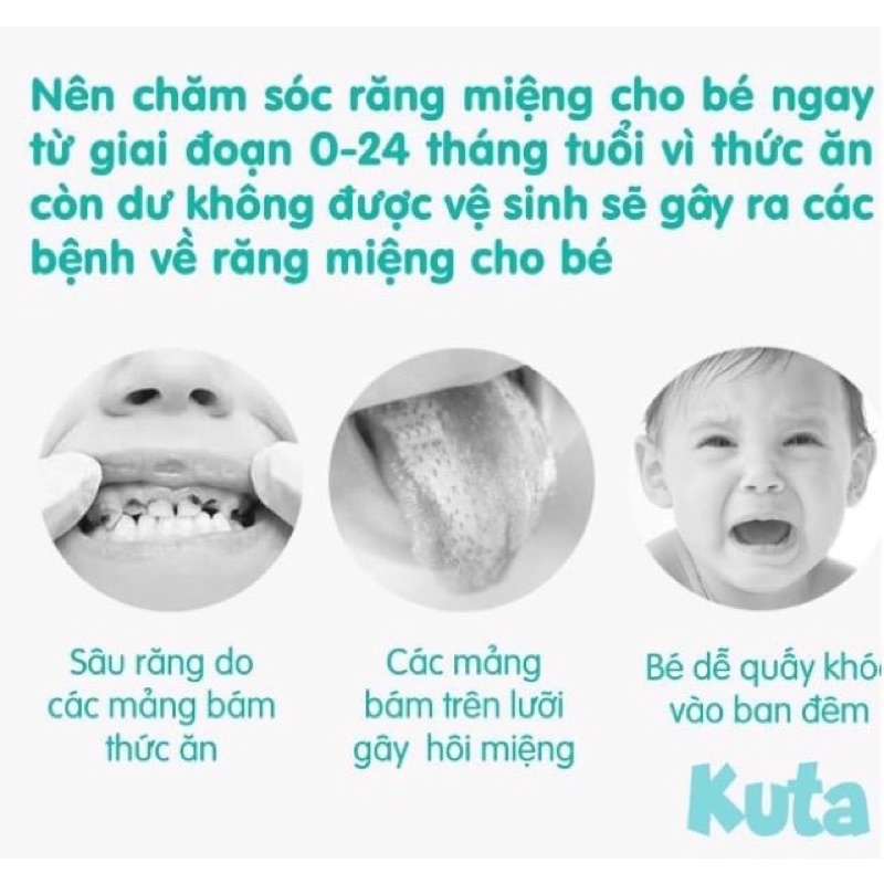 Gạc rơ lưỡi Kuta xuất Hàn an toàn, dạng que vô cùng tiện lợi (hộp 30 chiếc)