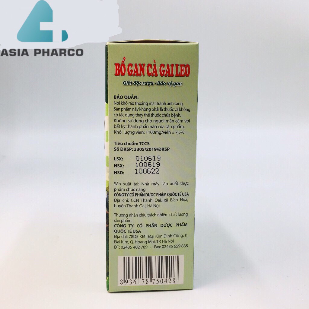 Bổ Gan Cà Gai Leo : Giải Độc Rượu - Bảo Vệ Gan Hộp