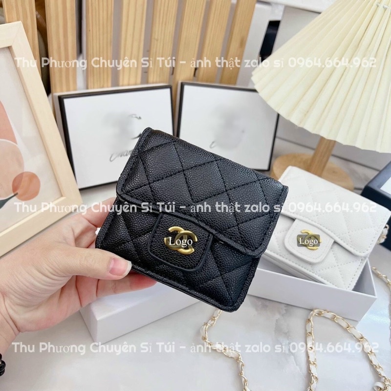 [FREESHIP] Túi xách mini nữ đính logo vàng nổi trần trám nhiều ngăn có dây đeo chéo (ảnh thật shop chụp)