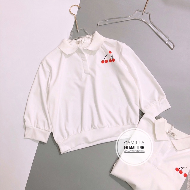 ⚡️BÁN SỈ⚡️Áo nỉ trắng tay lỡ in hình cherry