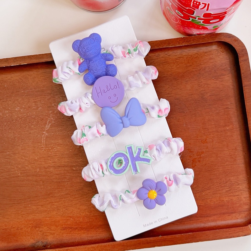 Mới Set 5 Dây Buộc Tóc In Hoa Màu Sắc Ngọt Ngào Thời Trang Cho Nữ