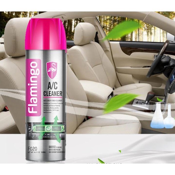 Xịt khử mùi hôi vệ sinh điều hòa máy lạnh ô tô Flamingo A/C PRO F020 500ml - Hàng chính hãng.