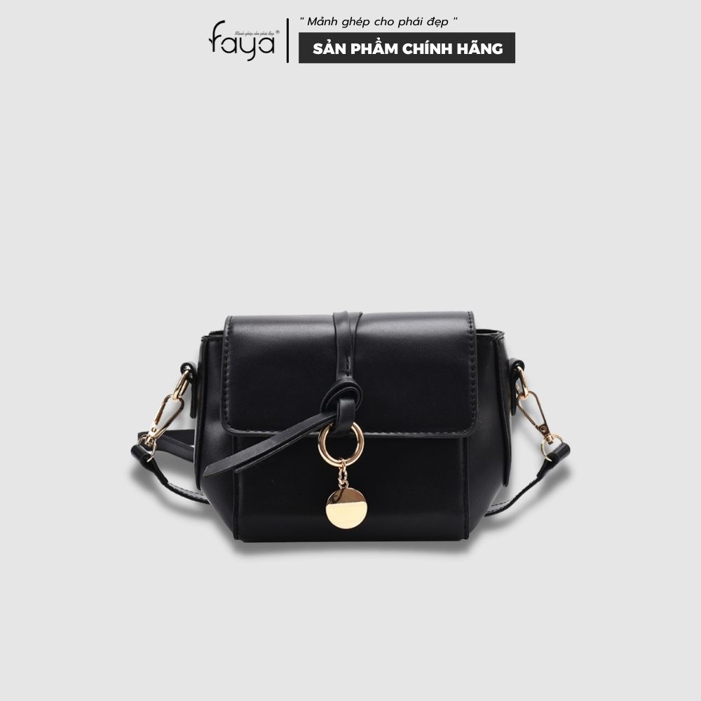 Faya -Túi xách da trơn trẻ trung phối xu tròn T1072