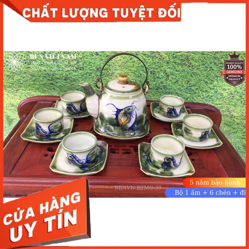 [FREESHIP] Ấm pha trà Gốm Sứ Bát Tràng Men Cổ vẽ tay cao cấp - BENVN-BTMC-39