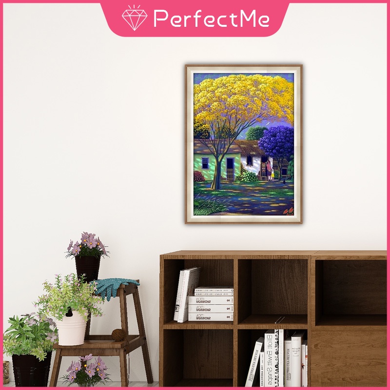 Bộ Tranh Đính Đá Tự Làm Hình Phong Cảnh Cây Cối 30X40Cm