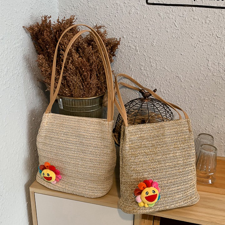 Túi Xách Vải Canvas Hoạ Tiết Hoa Mặt Cười T5006