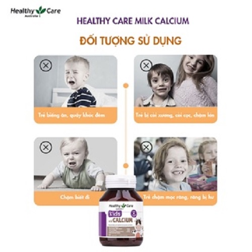 Viên sữa Canxi Healthy Care Úc - Bổ sung Canxi & vitamin D3 cho bé giúp phát triển chiều cao