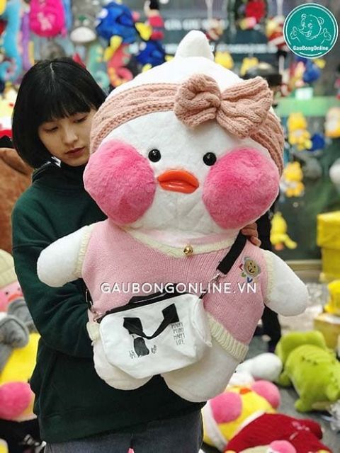 Vịt bông Lalafanfan má hồng siêu kute kích thước 80cm