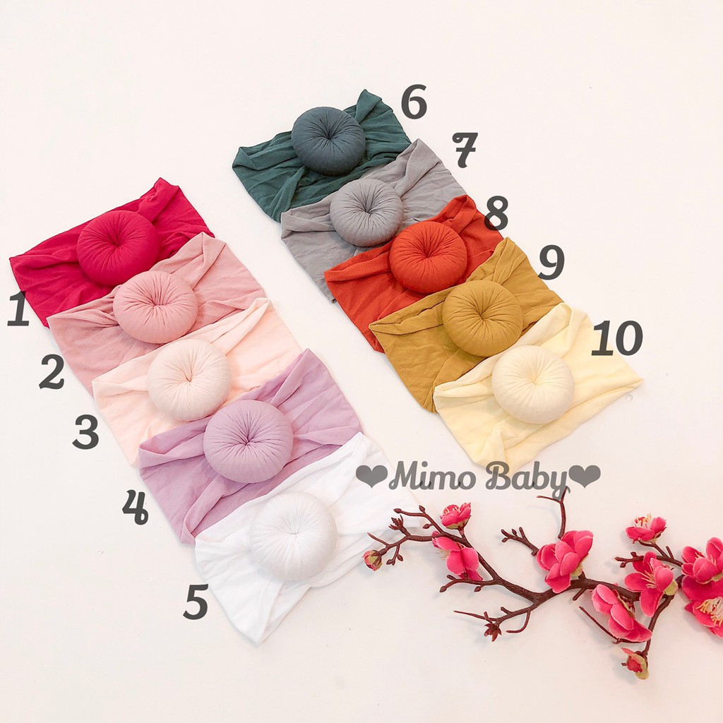 Băng đô cho bé - bản to xoắn tròn màu Retro Mimo baby BD16