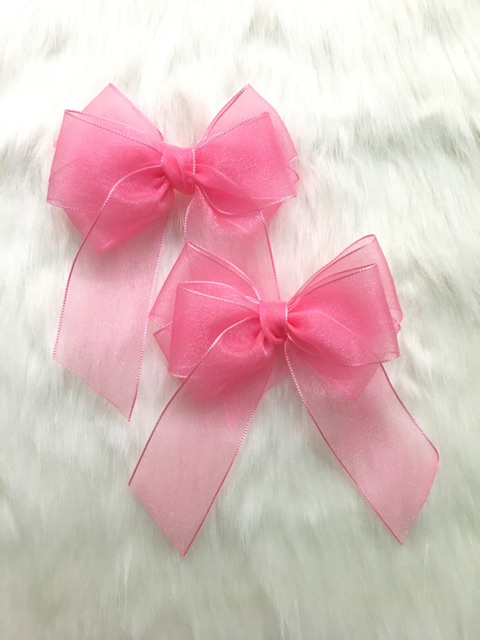 Kẹp nơ voan nhũ cao cấp