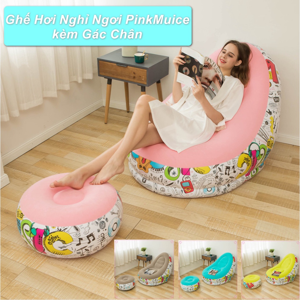 Ghế Hơi Nghỉ Ngơi PinkMuice kèm Gác Chân - Home and Garden