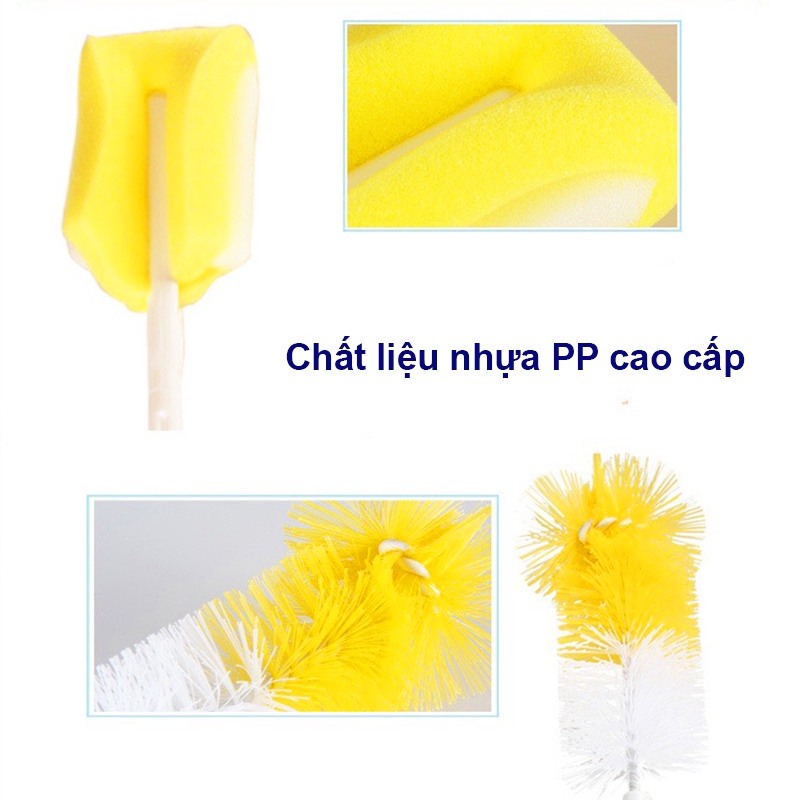Bộ cọ rửa bình sữa, Cọ bình sữa 4 chi tiết xoay 360 độ siêu tiện lợi